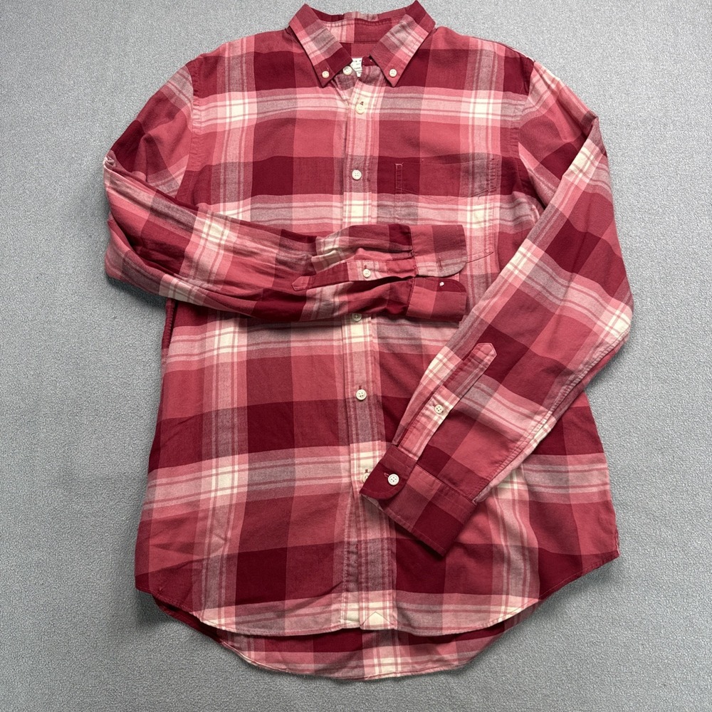 Club Monaco Slim Fit Button Down Shirt Mens Large Red Plaid Cotton Long Sleeve